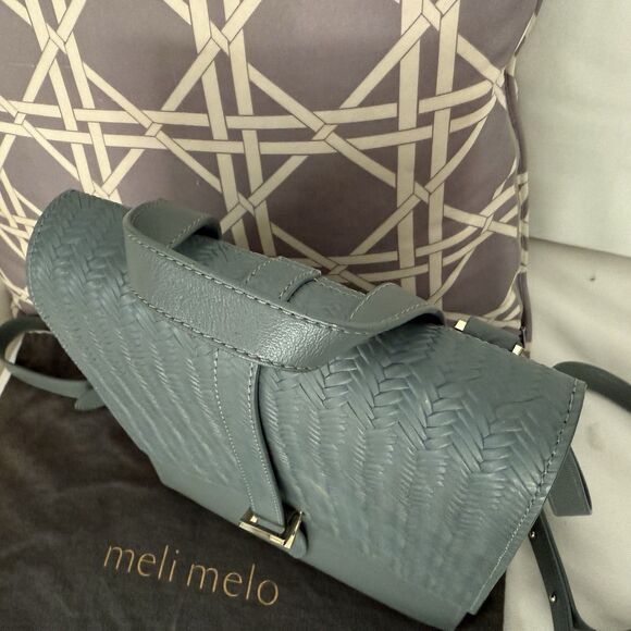 Meli Melo Anthropologie Norina Backpack Seafoam Green Blue Leather Italy - Picture 13 of 16